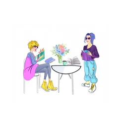 Free book club clipart of women with books